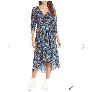 Eliza J high low floral wrap dress